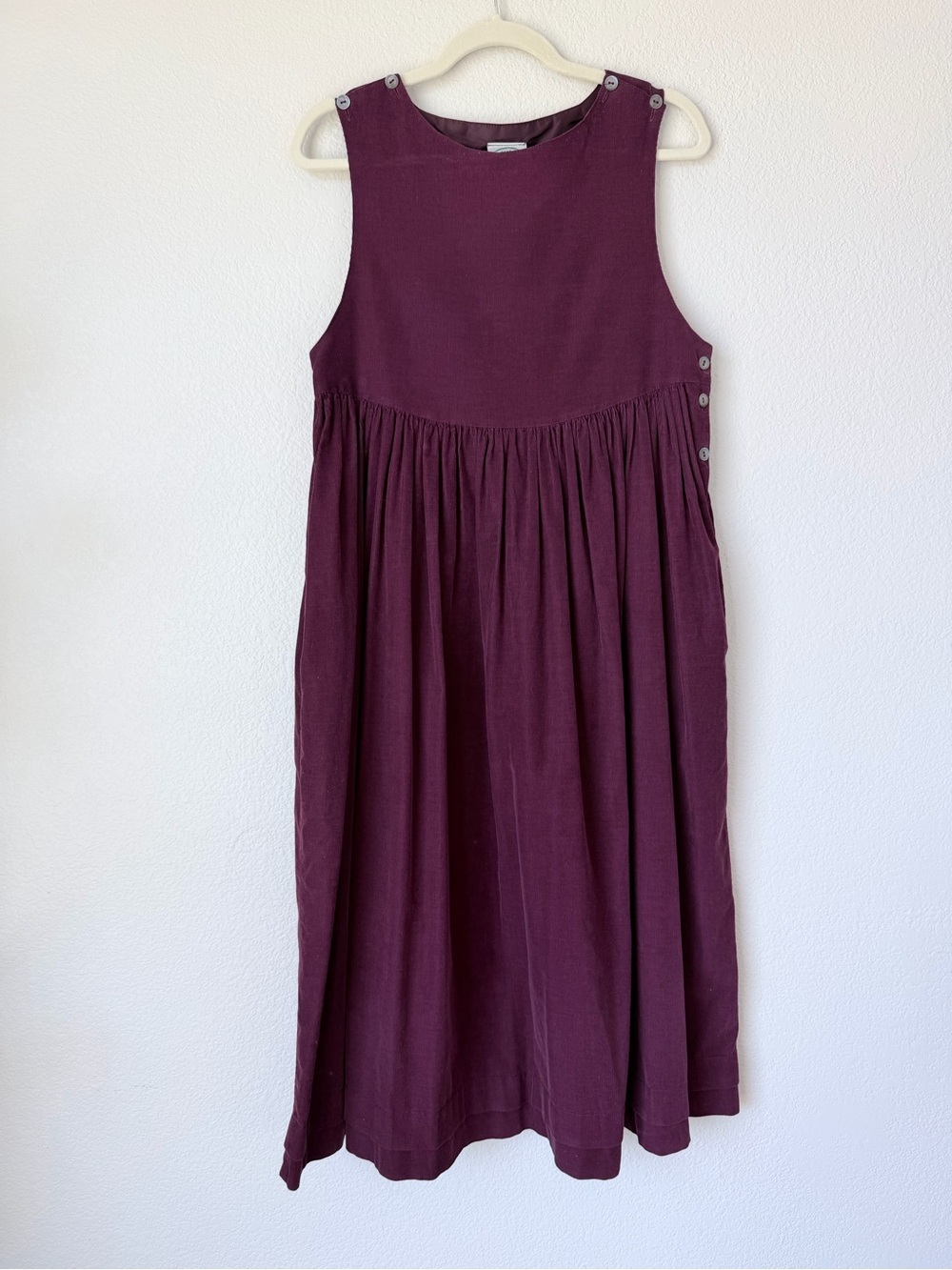 Vintage 80s Laura Ashley Burgundy Corduroy Pinafore Jumper Dress Size 8 Prairie